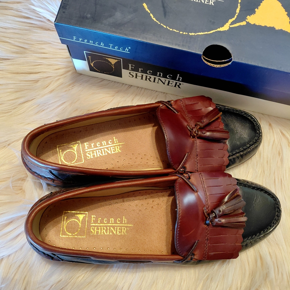 French Shriner Men's Brown and Black Loafers